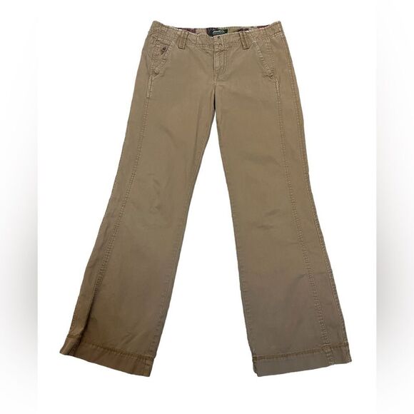 EDDIE BAUER Tan Wide Leg Cotton Mid Rise Casual Pant 6 - Picture 2 of 10
